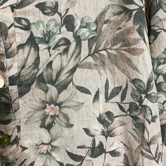 Stella Martini Linen Floral Print 3/4 Sleeve Popover Dress Tunic XL - Picture 3 of 8